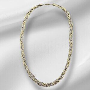 Vintage Korea Gold & Silver 5 Chain Braided Necklace​​​